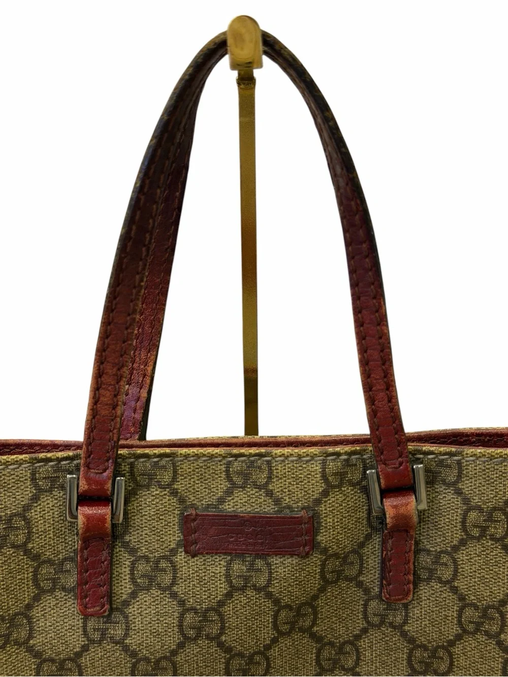 GUCCI GG Supreme Hand Bag PVC Beige